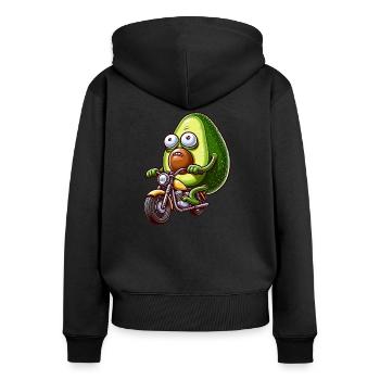 Moto Concombre Aventure Liberté - Sweat à capuche zippé Premium bio Femme - noir - Dos - Julia (174cm)