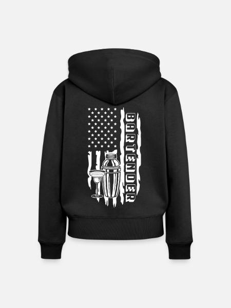 Bartender American Flag- Barkeeper - Frauen Premium Bio Zip Hoodie - Schwarz