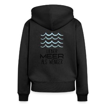 LIEBER MEER - Frauen Premium Bio Zip Hoodie - Schwarz - Hinten - Julia (174cm)