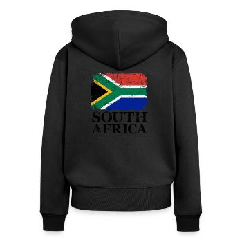 Afrique du Sud - Sweat à capuche zippé Premium bio Femme - noir - Dos - Julia (174cm)