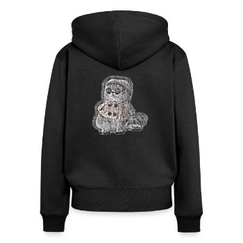 Detective spy cat with clothes elegant chic - Women's Premium Organic Zip Hoodie - black - Back - Julia (174cm)