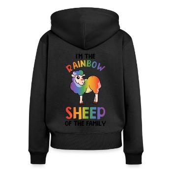 I'm The Rainbow Sheep In The Family Lesbian Love G - Frauen Premium Bio Zip Hoodie - Schwarz - Hinten - Julia (174cm)