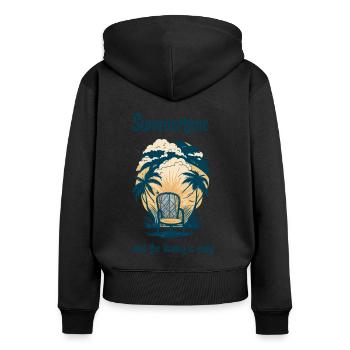 Summertime and the living is easy. Cool saying. - Women's Premium Organic Zip Hoodie - black - Back - Julia (174cm)