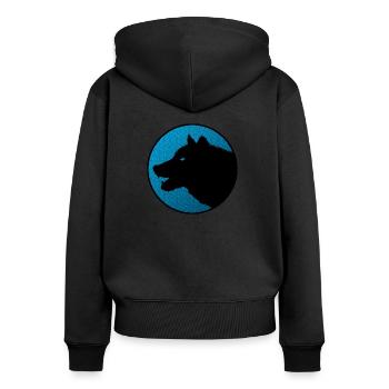 Lone wolf logo on color - Women's Premium Organic Zip Hoodie - black - Back - Julia (174cm)