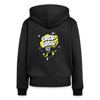 Drop Bass - Frauen Premium Bio Zip Hoodie - Schwarz - Hinten - Julia (174cm)
