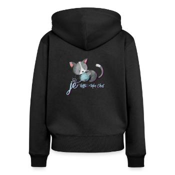 FRIEND CHAT - Women's Premium Organic Zip Hoodie - black - Back - Julia (174cm)