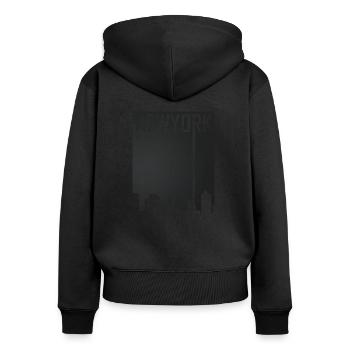 New York Skyline - Frauen Premium Bio Zip Hoodie - Schwarz - Hinten - Julia (174cm)