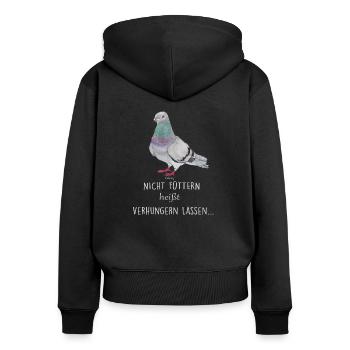 Wester Stadttaube - Women's Premium Organic Zip Hoodie - black - Back - Julia (174cm)