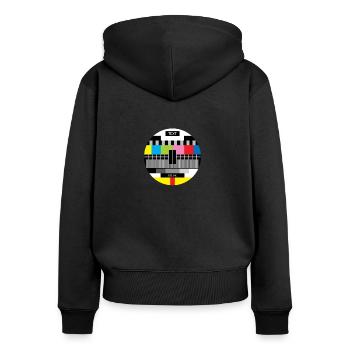 Nostalgie Retro TV No signal Bildschirm - Frauen Premium Bio Zip Hoodie - Schwarz - Hinten - Julia (174cm)