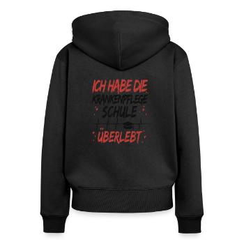 Krankenpflege Schule überlebt - Krankenpfleger - Frauen Premium Bio Zip Hoodie - Schwarz - Hinten - Julia (174cm)