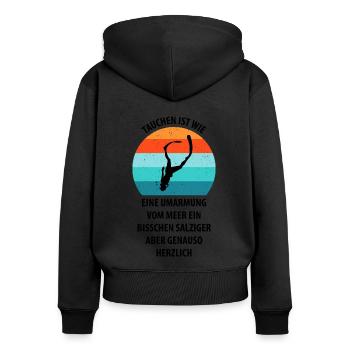Taucher tauchen Sporttaucher Gerätetauchen - Frauen Premium Bio Zip Hoodie - Schwarz - Hinten - Julia (174cm)