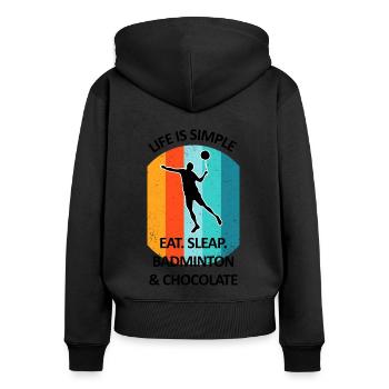 Badminton Federball Badmintonspieler Schokolade - Frauen Premium Bio Zip Hoodie - Schwarz - Hinten - Julia (174cm)