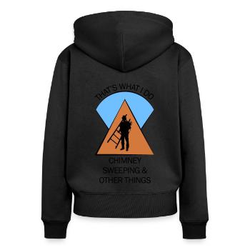 Schornsteinfeger Schlotfeger - Frauen Premium Bio Zip Hoodie - Schwarz - Hinten - Julia (174cm)