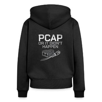 PCAP Or It Didn't Happen - Frauen Premium Bio Zip Hoodie - Schwarz - Hinten - Julia (174cm)