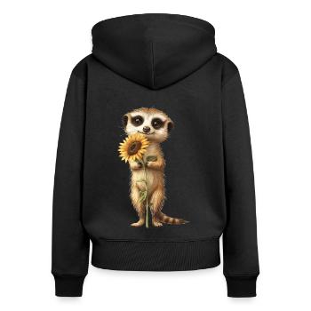 Roter Panda - Frauen Premium Bio Zip Hoodie - Schwarz - Hinten - Julia (174cm)