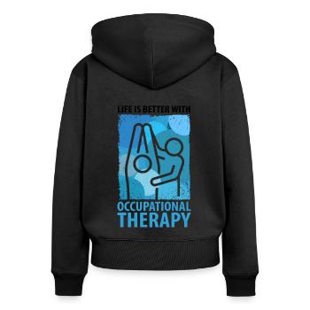 ERGOTHERAPEUTIN ERGOTHERAPIE - Frauen Premium Bio Zip Hoodie - Schwarz - Hinten - Julia (174cm)