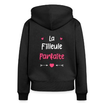 Parfaite Filleule - Sweat à capuche zippé Premium bio Femme - noir - Dos - Julia (174cm)
