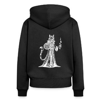 Tabaxi Kleriker RPG Spiel - Frauen Premium Bio Zip Hoodie - Schwarz - Hinten - Julia (174cm)