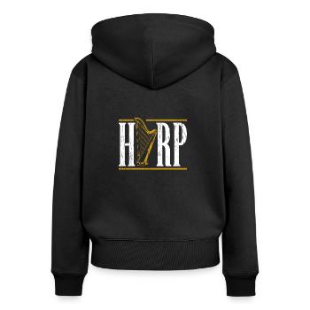 harpe - Sweat à capuche zippé Premium bio Femme - noir - Dos - Julia (174cm)