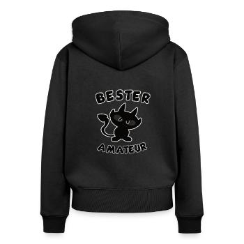 cooles bester Amateur Design - Frauen Premium Bio Zip Hoodie - Schwarz - Hinten - Julia (174cm)
