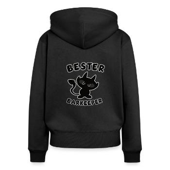 cooles bester Barkeeper Design - Frauen Premium Bio Zip Hoodie - Schwarz - Hinten - Julia (174cm)