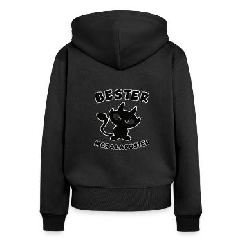 cooles bester Moralapostel Design - Frauen Premium Bio Zip Hoodie - Schwarz - Hinten - Julia (174cm)