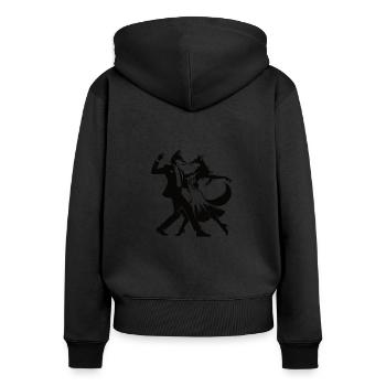 Dancing Tango Renards Design - Sweat à capuche zippé Premium bio Femme - noir - Dos - Julia (174cm)