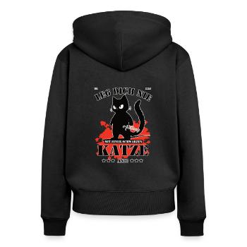 Ne plaisantez pas avec un chat noir ! - Sweat à capuche zippé Premium bio Femme - noir - Dos - Julia (174cm)