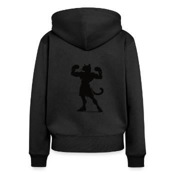 Boxing cat in silhouette style - Boxing Design - Women's Premium Organic Zip Hoodie - black - Back - Julia (174cm)