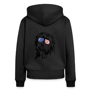 BARBE COLLIE America Flag Lunettes de soleil Wilsigns - Sweat à capuche zippé Premium bio Femme - noir - Dos - Julia (174cm)