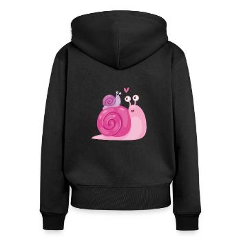 Lustige verliebte Schnecken - Frauen Premium Bio Zip Hoodie - Schwarz - Hinten - Julia (174cm)
