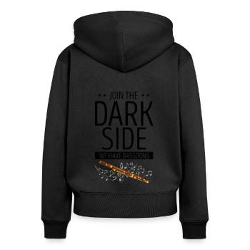 Basson pour basson anches et bassoniste - Sweat à capuche zippé Premium bio Femme - noir - Dos - Julia (174cm)
