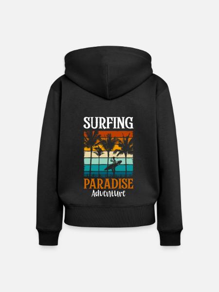 Sommer Sonne Sandstrand - Frauen Premium Bio Zip Hoodie - Schwarz