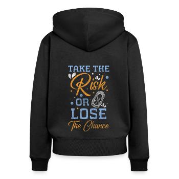 Zeit Glas - Frauen Premium Bio Zip Hoodie - Schwarz - Hinten - Julia (174cm)