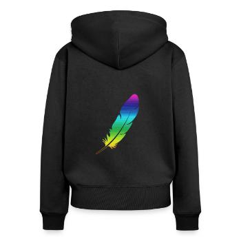 Rainbow feather bird wings. Colorful colors - Women's Premium Organic Zip Hoodie - black - Back - Julia (174cm)