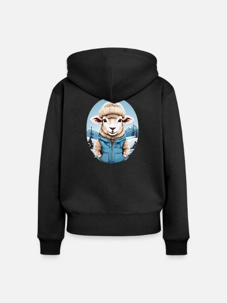 Süßes Schaf - Frauen Premium Bio Zip Hoodie - Schwarz