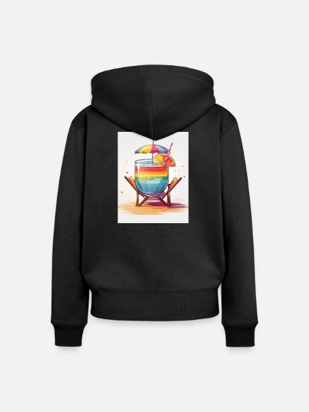 Regenbogen-Cocktail - Frauen Premium Bio Zip Hoodie - Schwarz