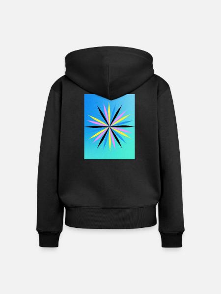 Lebendiges geometrisches Starburst-Design - Frauen Premium Bio Zip Hoodie - Schwarz