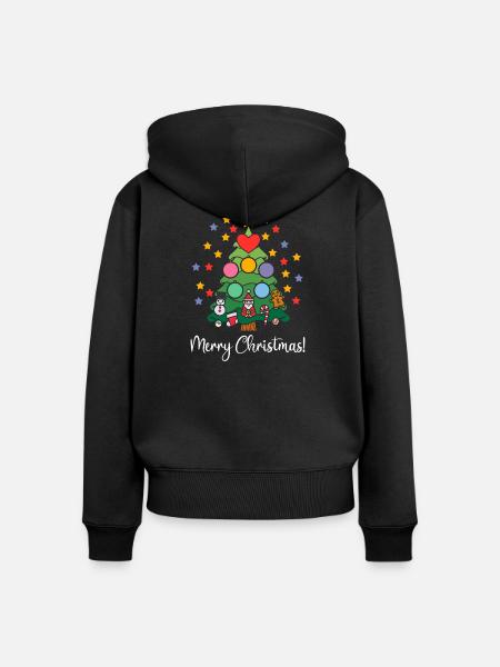 Weihnachtsbaum Tannenbaum Merry Christmas Sterne - Frauen Premium Bio Zip Hoodie - Schwarz