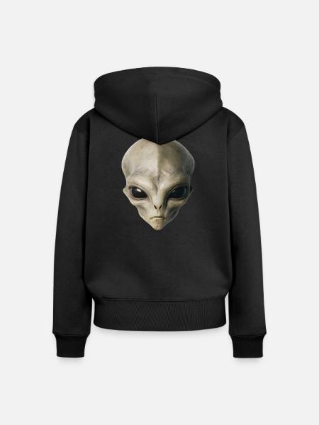 Alien Kopf - Frauen Premium Bio Zip Hoodie - Schwarz