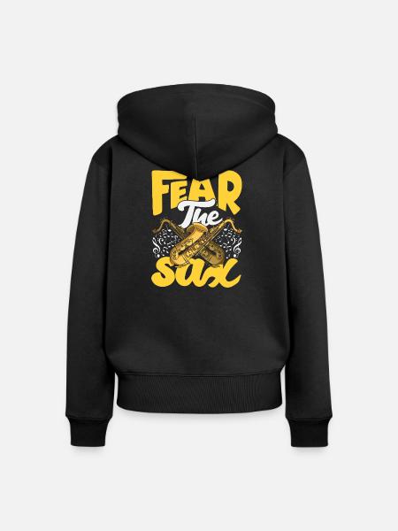 Saxofon - Frauen Premium Bio Zip Hoodie - Schwarz