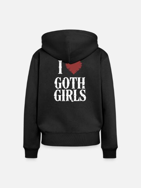 Ich liebe Goth Girls - Frauen Premium Bio Zip Hoodie - Schwarz