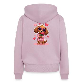 Dackel Dachshund Tekel - Frauen Premium Bio Zip Hoodie - Altrosa - Hinten - Julia (174cm)
