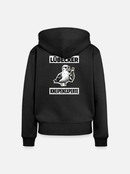 Lübecker Kneipen Experte - Frauen Premium Bio Zip Hoodie - Schwarz