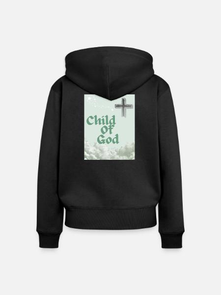 Kind Gottes Kreuz Wolkenkunst - Frauen Premium Bio Zip Hoodie - Schwarz