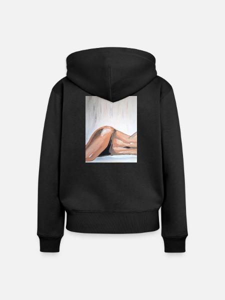 Impressionistischer Akt im Liegen - Frauen Premium Bio Zip Hoodie - Schwarz