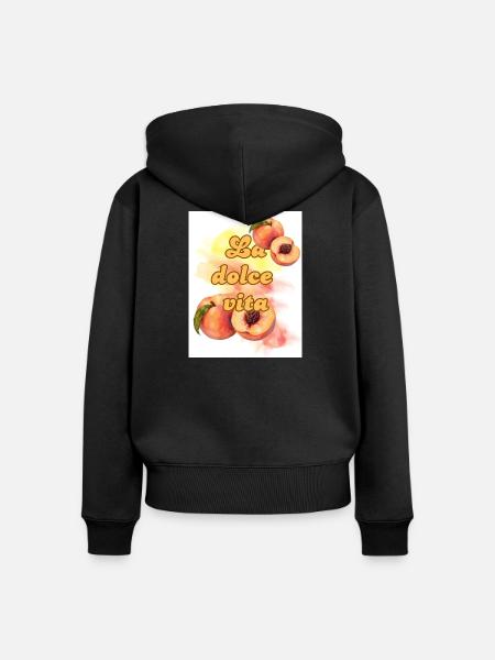 La Dolce Vita Pfirsiche - Frauen Premium Bio Zip Hoodie - Schwarz