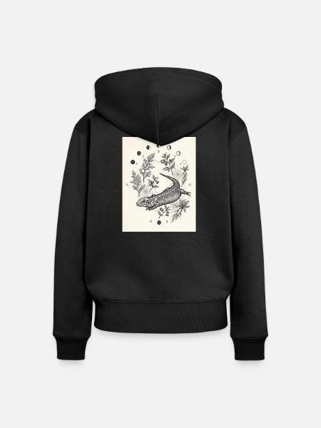 Alchemie-Echsenskelett - Frauen Premium Bio Zip Hoodie - Schwarz