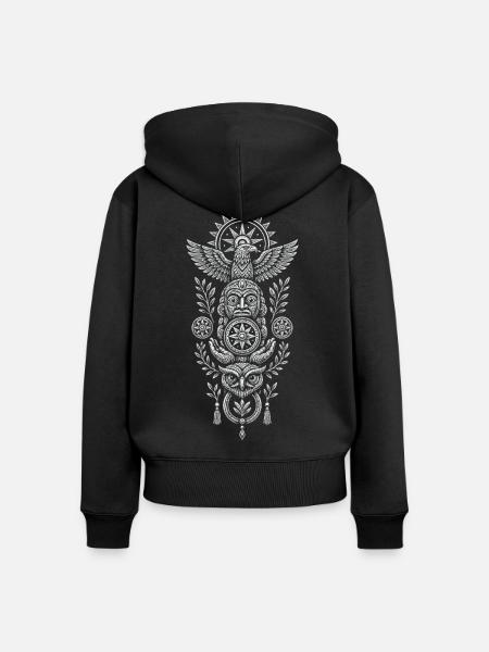 Totem-Geisterwächter - Frauen Premium Bio Zip Hoodie - Schwarz