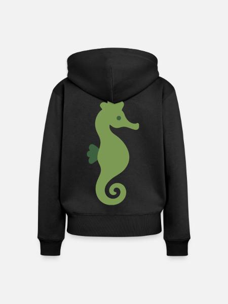 Seepferdchen Meeresleben Geschenkidee Illustration - Frauen Premium Bio Zip Hoodie - Schwarz